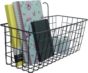 Μεταλλικό Κρεμαστο Καλάθι 38x15x20cm Άσπρο ή Μαύρο - Μαύρο