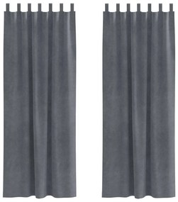 vidaXL Κουρτίνες με κουρτίνες 2 pcs Ανοιχτό γκρι 140 x 245 cm Βελούδο