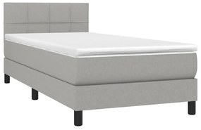 vidaXL Κρεβάτι Boxspring με Στρώμα & LED Αν.Γκρι 80x200 εκ. Υφασμάτινο