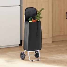 vidaXL Καρότσι Αγορών με Ρόδες Μαύρο 35L