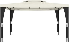 vidaXL Κιόσκι με Διπλή Οροφή Κρεμ 3,98x2,98 μ. Ατσάλινο