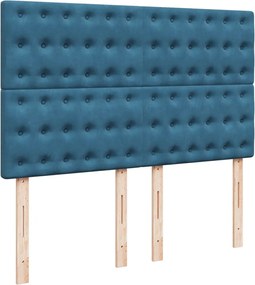 vidaXL Κρεβάτι Boxspring με Στρώμα Μπλε 160x200 εκ. Βελούδινο