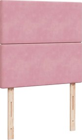 vidaXL Κρεβάτι Boxspring με Στρώμα Ροζ 90x200 εκ. Βελούδινο