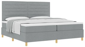 vidaXL Κρεβάτι με Στρώμα Ανοιχτό Γκρι 200x200 εκ Υφάσματος