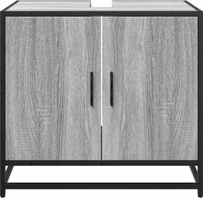 vidaXL Ντουλάπι νιπτήρα μπάνιου γκρι Sonoma 65x33x60 cm