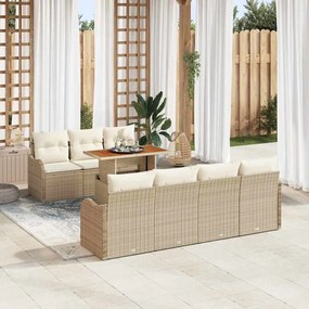 vidaXL Σετ Καναπέ Κήπου με μαξιλάρι 8 pcs μπεζ και κρεμ