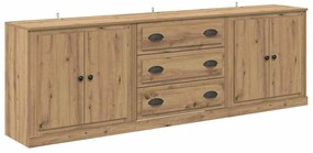 vidaXL Παραδοσιακά Πλευρικά Έπιπλα με συρτάρι 3 pcs Παλιό Ξύλο