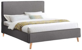 Κρεβάτι Indra HM662.01 Για Στρώμα 160x200cm Ρέλι Dark Grey & Ύφασμα Grey Double Wood, Fabric