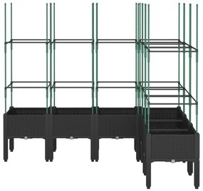 vidaXL Ζαρντινιέρα Κήπου με Καφασωτό Μαύρο 160 x 120 x 142,5εκ. από PP