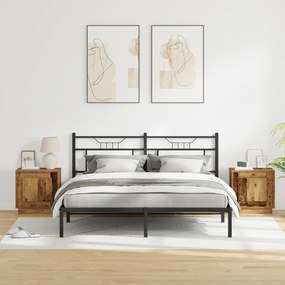 vidaXL Κομοδίνα με LED Φώτα 2 τμχ Παλιό Ξύλο 44x34,5x45 εκ