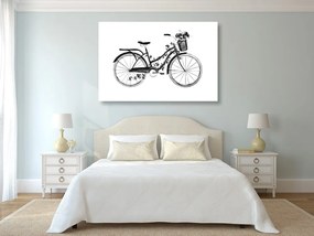 Ασπρόμαυρη απεικόνιση ενός ρετρό ποδηλάτου - 90x60
