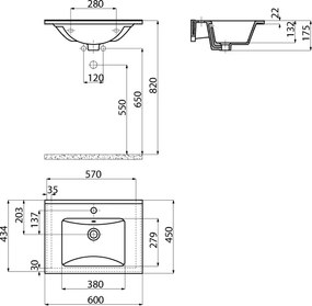 Creavit SU060 - Νιπτήρας Επίπλου / Κρεμαστός 60x45