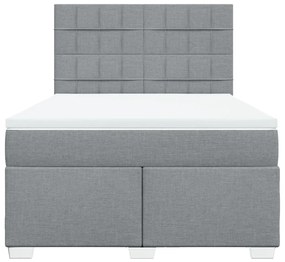 Κρεβάτι Boxspring με Στρώμα Ανοιχτό Γκρι 140x190 εκ. Υφασμάτινο - Γκρι