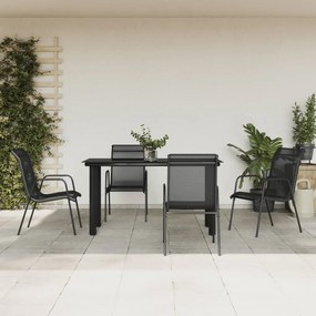 vidaXL Σετ Τραπεζαρίας Κήπου 5 Τεμαχίων Μαύρο Ατσάλι & Textilene