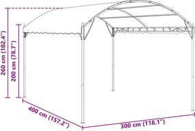 vidaXL Κιόσκι 4 x 3 x 2,6 μ Πράσινο Πολυεστέρας και Χάλυβας