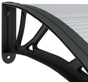 vidaXL Στέγαστρο Πόρτας Μαύρο & Διαφανές 300 x 80 εκ από Πολυκαρβονικό
