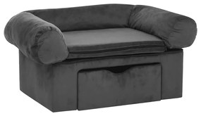 vidaXL Καναπές Σκύλου με Συρτάρι Σκούρο Γκρι 75 x 50 x 38 εκ. Βελουτέ