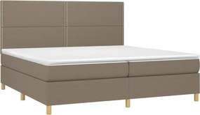 vidaXL Κρεβάτι Boxspring με Στρώμα &amp; LED Taupe 200x200 εκ. Υφασμάτινο