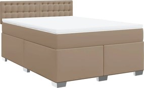 vidaXL Κρεβάτι Boxspring με Στρώμα Καπουτσίνο 140x190εκ.από Συνθ.Δέρμα