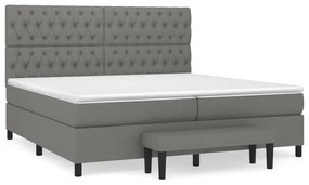 vidaXL Κρεβάτι Boxspring με Στρώμα Σκούρο Γκρι 200x200 εκ. Υφασμάτινο