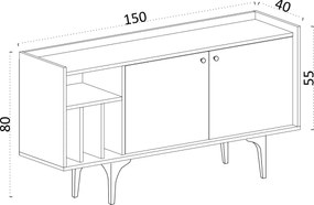 Μπουφές Δρυς Ζαφείρι CANOPUS 150x40x80