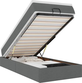 vidaXL Οθωμανικό κρεβάτι με στρώμα σκούρο γκρι 90x200cm ύφασμα