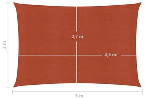 Πανί Σκίασης Τερακότα 3 x 5 μ. από HDPE 160 γρ./μ² - Πορτοκαλί