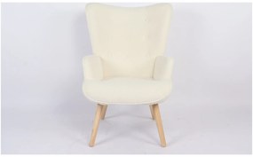 Πολυθρόνα ArteLibre MARION Λευκό Ύφασμα Μπουκλέ/Ξύλο 73x69x96cm