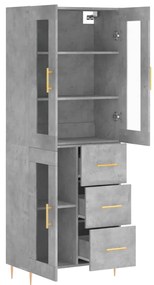 vidaXL Ντουλάπι Γκρι Σκυροδέματος 69,5x34x180 εκ. Επεξεργασμένο Ξύλο