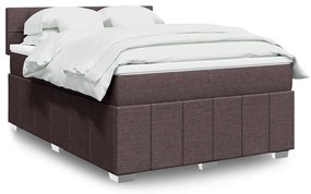 Κρεβάτι Boxspring με Στρώμα Σκούρο Καφέ 140x190 εκ. Υφασμάτινο