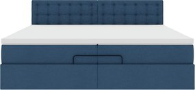 vidaXL Οθωμανικό κρεβάτι με στρώμα μπλε 200x200 cm ύφασμα