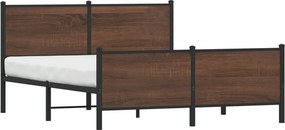 vidaXL Σκελετός Κρεβ. Χωρίς Στρώμα Καφέ Δρυς 160x200 εκ. Μεταλλικό