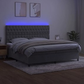 ΚΡΕΒΑΤΙ BOXSPRING ΜΕ ΣΤΡΩΜΑ &amp; LED ΑΝ.ΓΚΡΙ 200X200 ΕΚ. ΒΕΛΟΥΔΙΝΟ 3136323