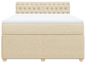 Κρεβάτι Boxspring με Στρώμα Κρεμ 160x200 εκ. Υφασμάτινο - Κρεμ