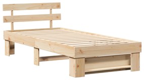 vidaXL Σκελετός Κρεβατιού Καφέ 90 x 190 cm Μασίφ ξύλο πεύκου