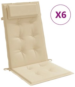 vidaXL Μαξιλάρια Καρέκλας με Πλάτη 6 τεμ. Μπεζ από Ύφασμα Oxford