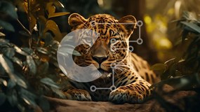 Σετ των 2 Intra Συλλεκτικό Ξύλινο Παζλ Plywood 4mm - Λεοπάρδαλη σε ένα πυκνό δάσος Σε Ξύλινο Κουτί - Διαστάσεις: 10x10 cm – 25 κομμάτια