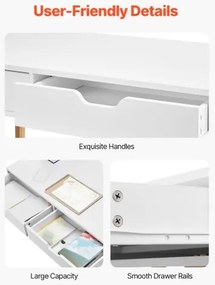 VEVOR Small Desk with Drawer Kids Desk for Bedroom Wooden Study Table White+Wood