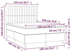 Κρεβάτι Boxspring με Στρώμα &amp; LED Σκ.Γκρι 140x190εκ. Υφασμάτινο - Γκρι