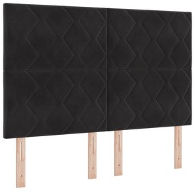 vidaXL Κεφαλάρι LED Σχεδίαση Διαμαντιών Μαύρο 160 εκ. Βελούδο