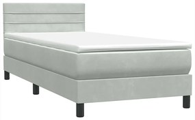 vidaXL Box Spring κρεβάτι με στρώμα ανοιχτό γκρι 100x220 εκ. Βελούδινο