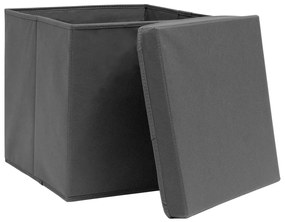 vidaXL Κουτιά Αποθήκευσης με Καπάκια 10 τεμ. Γκρι 28 x 28 x 28 εκ.