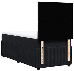 vidaXL Κρεβάτι Boxspring με Στρώμα Μαύρο 90x200 εκ. Βελούδινο