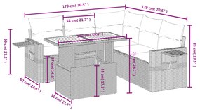 vidaXL Καναπές Κήπου 6 Τεμαχίων Μαύρο από Συνθετικό Ρατάν με Μαξιλάρια