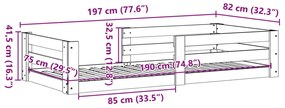 Σκελετός Κρεβατιού Χωρίς Στρώμα 75x190 εκ Μασίφ Ξύλο Πεύκου - Καφέ