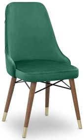 Καρέκλα Τραπεζαρίας Venus 0222824 53x48x95cm Green-Walnut Βελούδο, Ξύλο