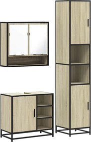 vidaXL Σετ Επίπλων Μπάνιου 3 Τεμαχίων Sonoma Δρυς Επεξεργασμένο Ξύλο