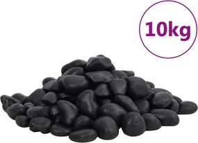 vidaXL Βότσαλα Γυαλισμένα Μαύρα 10 κ. 2-5 εκ.