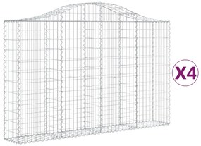 vidaXL Συρματοκιβώτια Τοξωτά 4 τεμ. 200x30x120/140 εκ. Γαλβαν. Ατσάλι