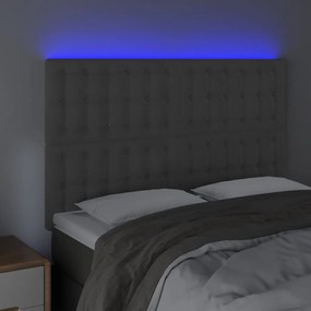 Κεφαλάρι Κρεβατιού LED Ανοιχτό Γκρι 144x5x118/128 εκ. Βελούδινο - Γκρι